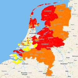 Kaart congestie teruglevering Nederland